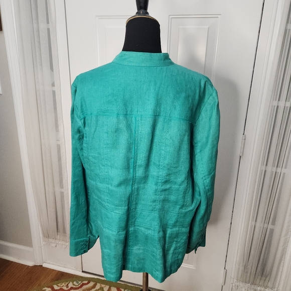 Celebrate Your Spirit 100% Linen Green Jacket Plus Size 18W - Picture 5 of 8